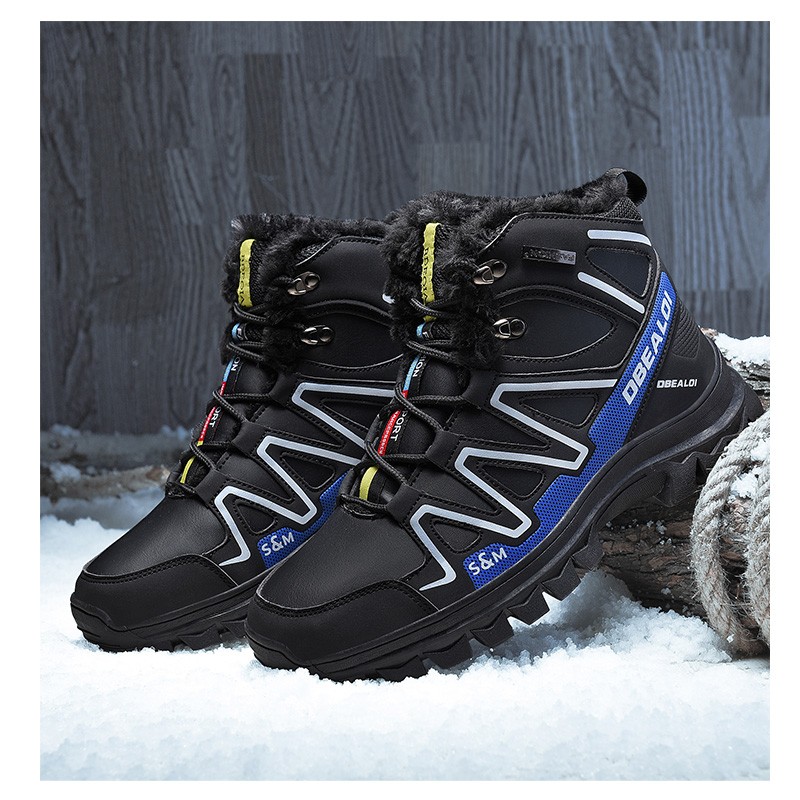 2022 Winter Warm Snow Tactical Ankle Boots Men Outdoor Hiking Boots Plush Waterproof Casual Combat Trekking Camping Sneakers