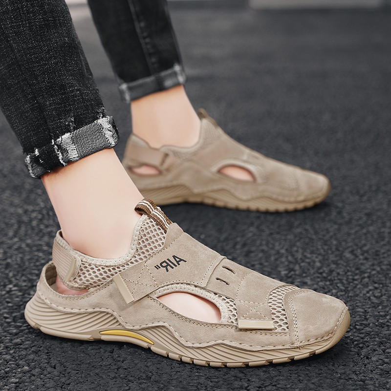 2022 new summer handmade mesh casual sneakers breathable men shoes outdoor beach slip-resistant shoes comfortable men sandals large size