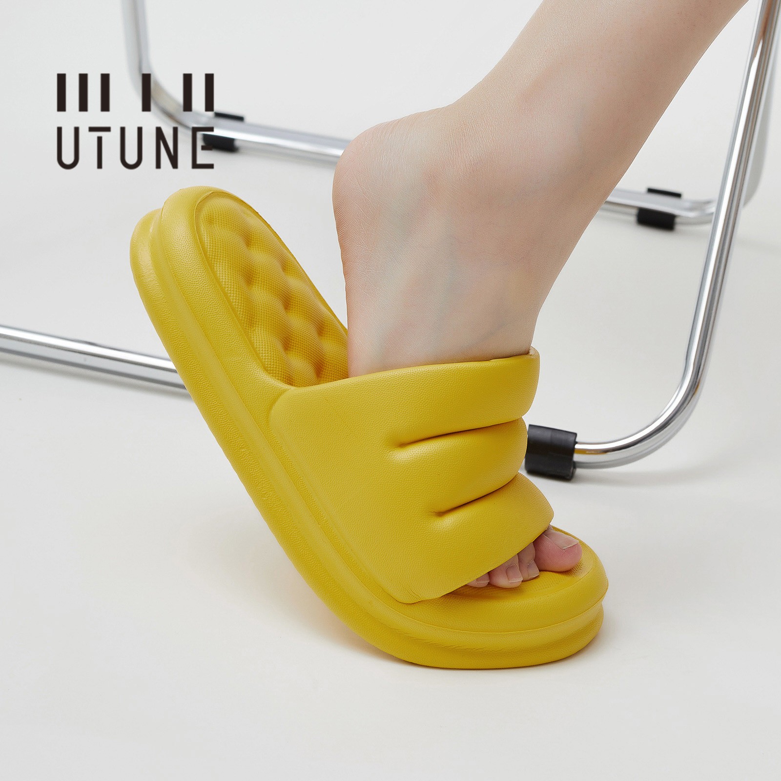 UTUNE Sofa Sandal Slides for Women Slippers Super Soft Indoor Shoes Sandals Men Platform EVA 4cm