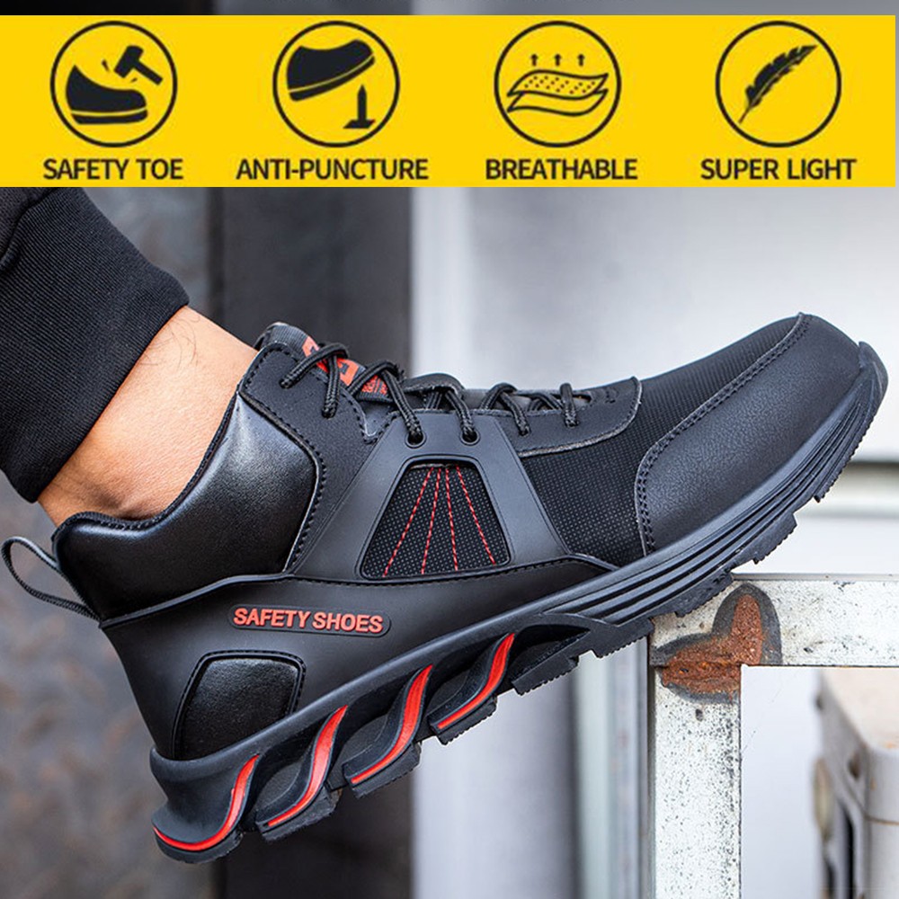 Steel Toed Anti-smashing Anti-stab and Penetration Safety Shoes Breathable Deodorant Non-slip Welding Work Shoes for Men