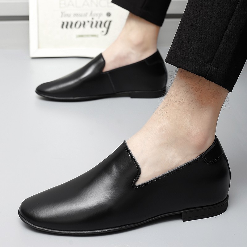 Loafers Men Elevator Shoes Men's Casual Shoes Male Business Cow Leather Shoes Height Increasing Shoes Slippers 5cm Tall Formal