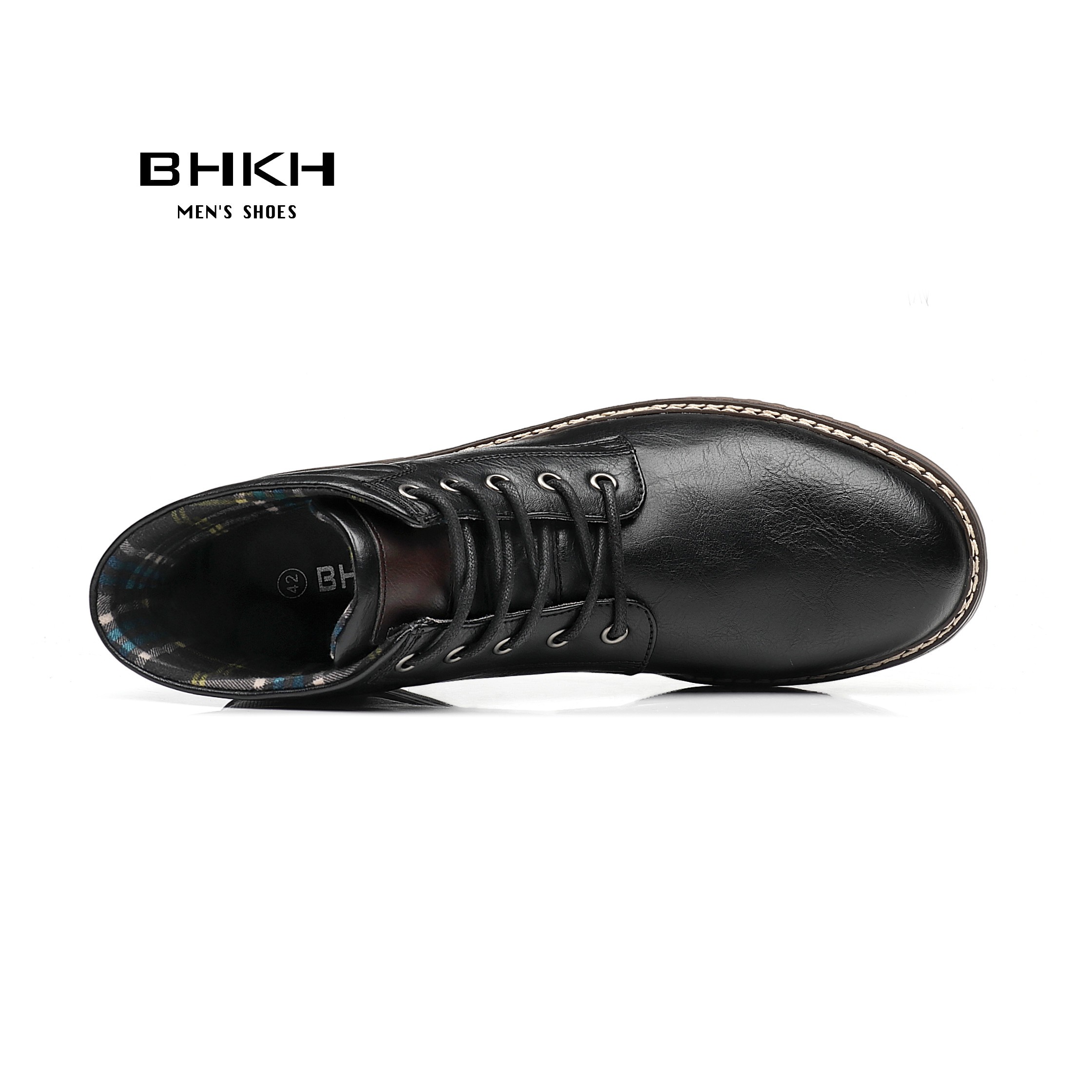 BHKH New Autumn Winter Men Boots Fashion Lace Up Winter Shoes Lightweight Smart Casual Shoes Comfortable Ankle Boots Office Work Casua