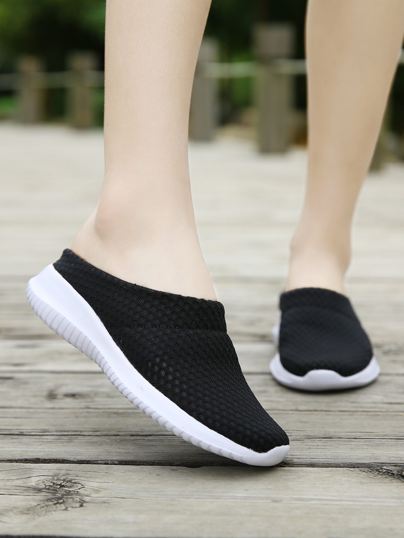 Flying Mesh Half Slippers Women Walking Shoes Orthopedic Ladies Platform Mules Mesh Lightweight Slippers Wedge Female Sneaker