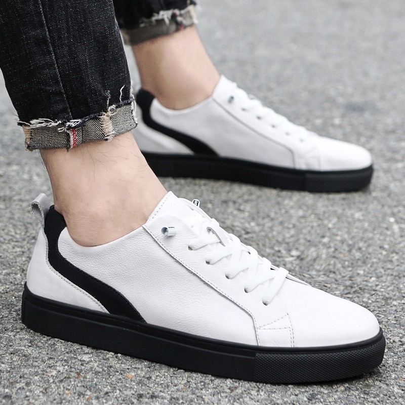 Leather shoes casual sneakers men's shoes comfortable quality leather shoes men's Korean version white shoes