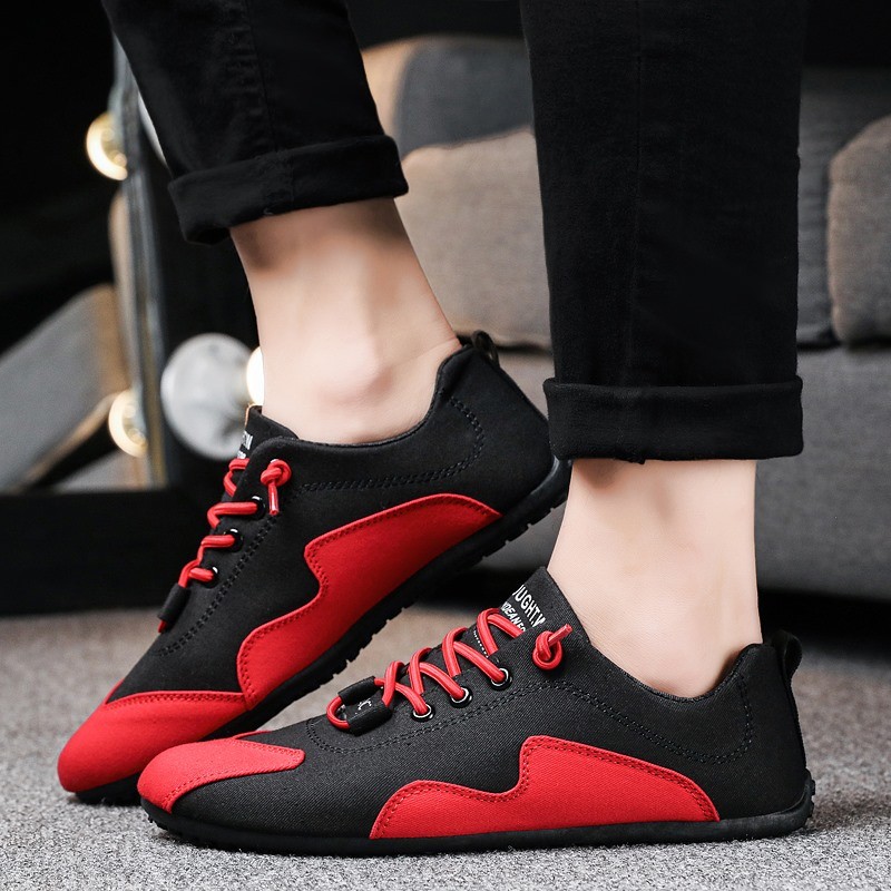 Breathable canvas shoes men's shoes comfortable lace-up loafers shoes classic trendy mixed colors flat shoes light casual shoes