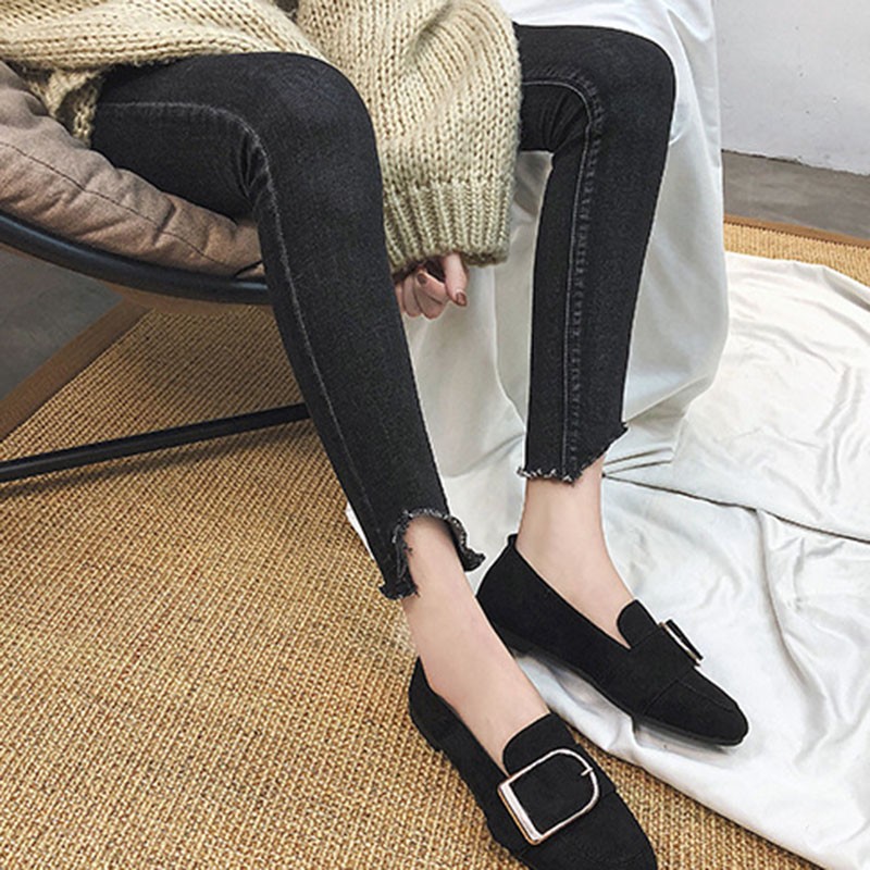 Spring new fashion rivet square buckle matte square toe flat simple women's shoes ghtwt outdoor leisure low-heeled shoes