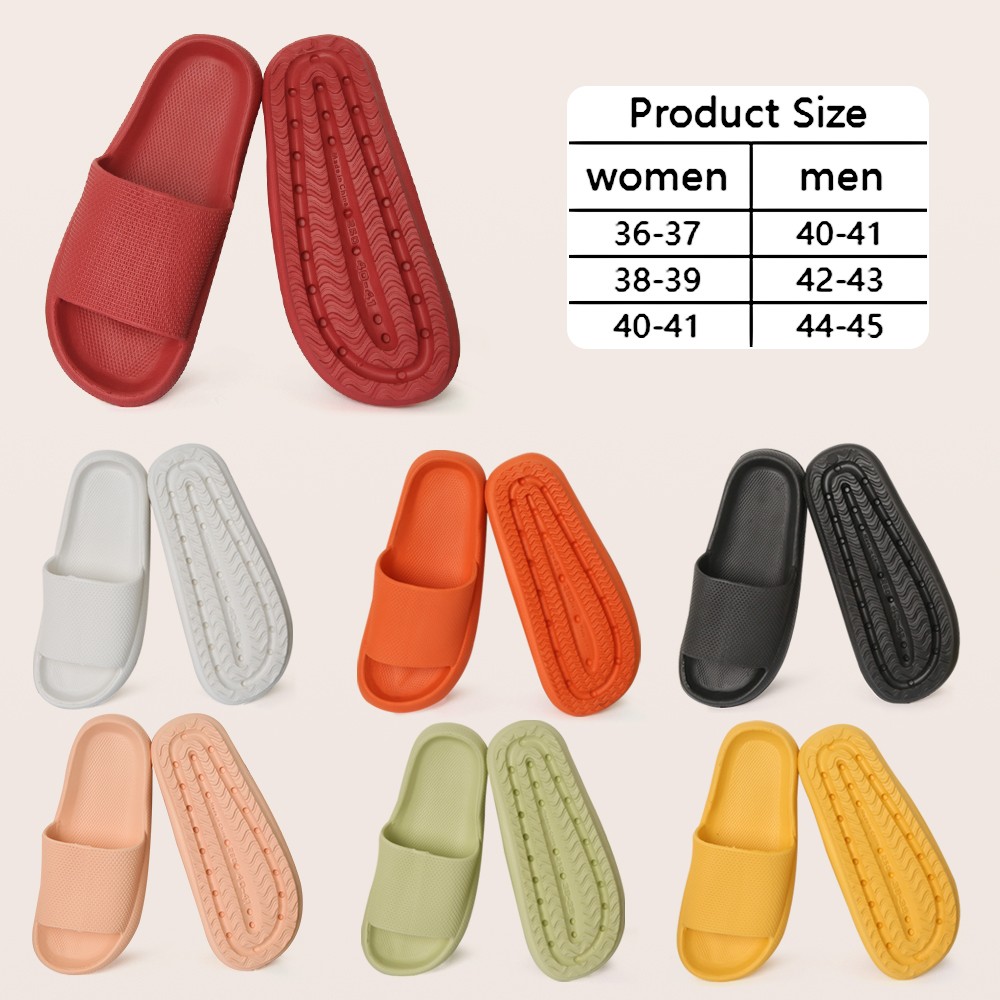 Thick Platform Slippers Cloud Slippers Non-slip EVA Soft Waterproof Cloud Sandals Silent Damping Bathroom Indoor Shoes For Women