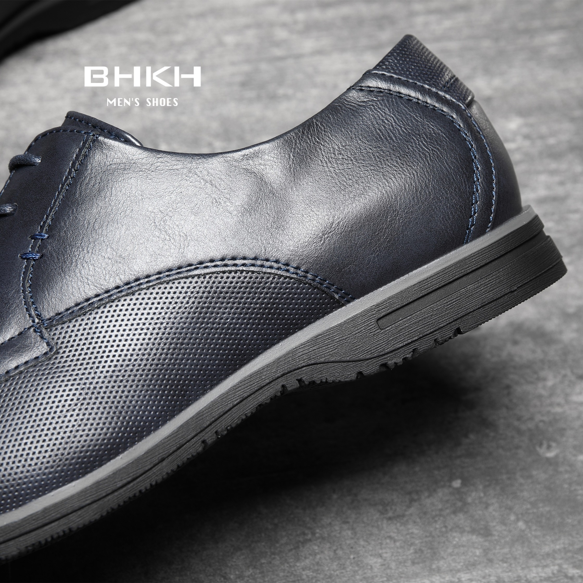 BHKH 2022 leather men casual shoes work office lace-up light dress men shoes