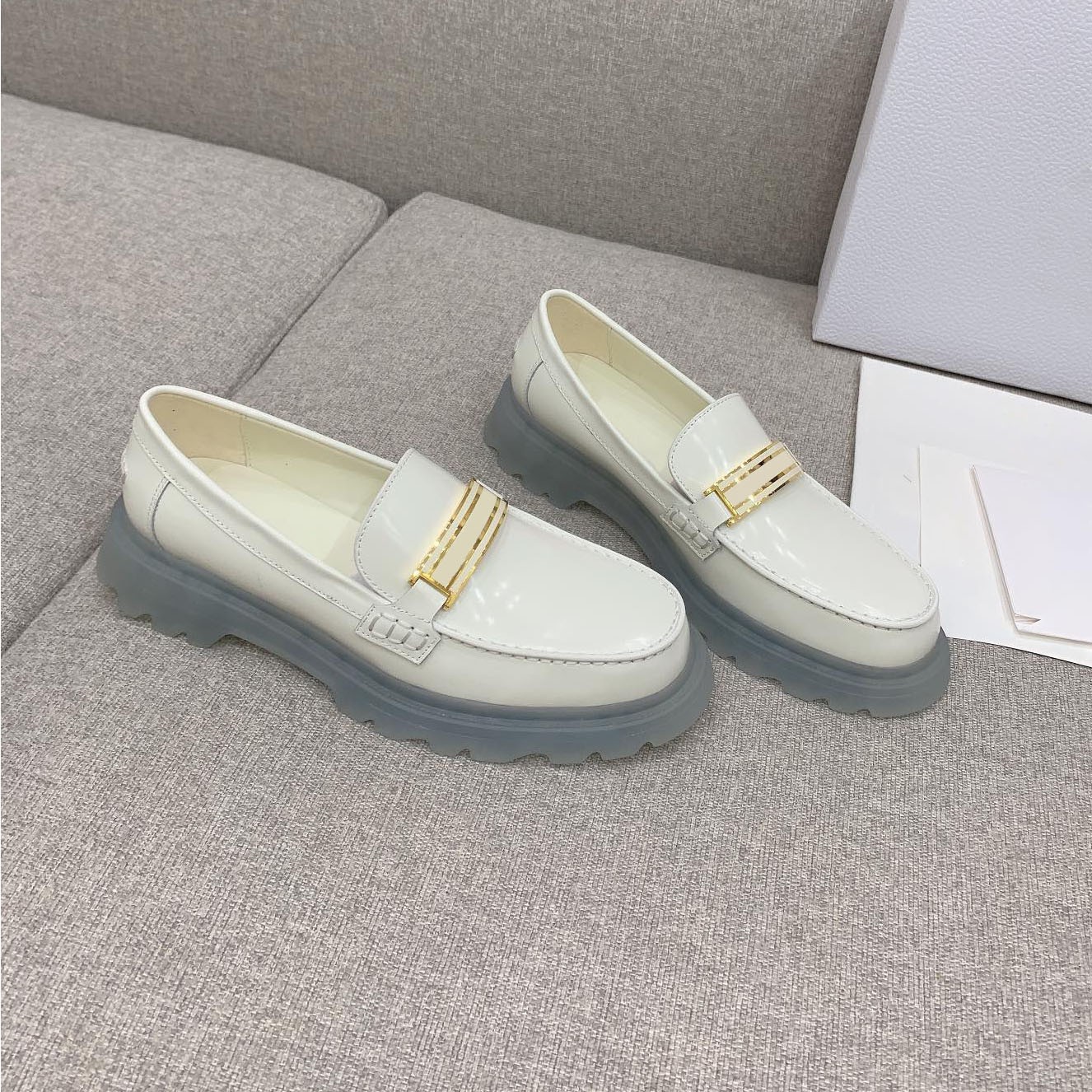 New Thick Bottom Loafers Round Toe Women Flats Slip On Shoes Women Concise Genuine Leather Ins Flats Woman Casual Shoes Woman