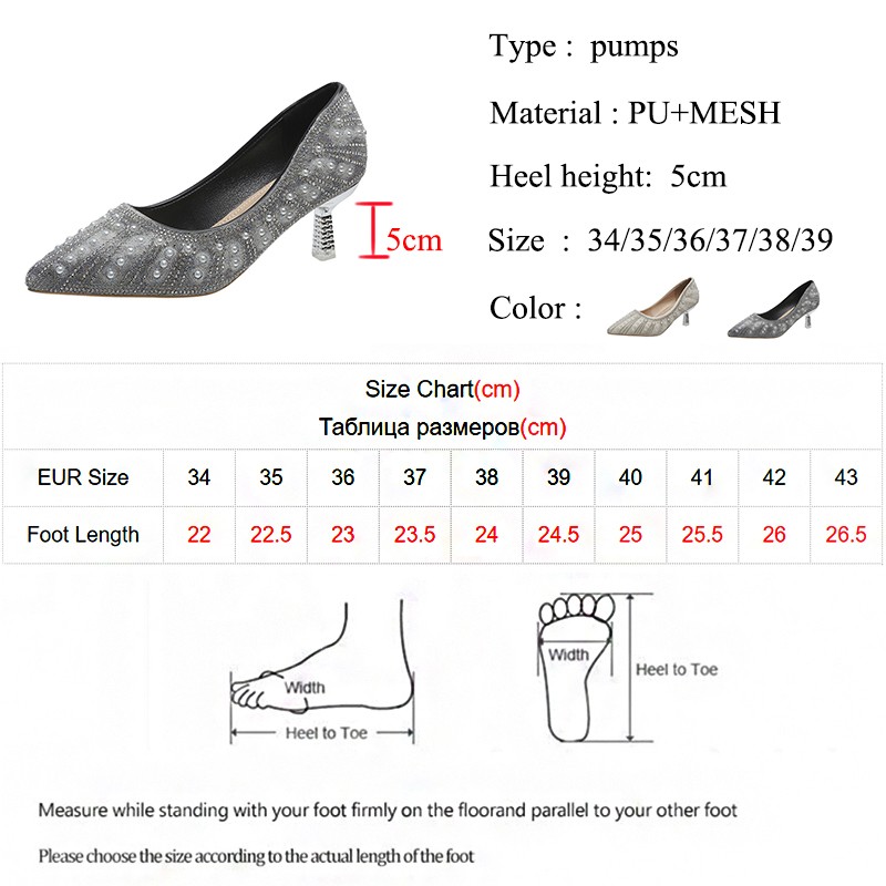 Lucyever Shiny Pearls Crystal Pumps Women 2022 Elegant Pointed Toe Party Wedding Shoes Woman Shallow Mouth Thin Heels Pumps