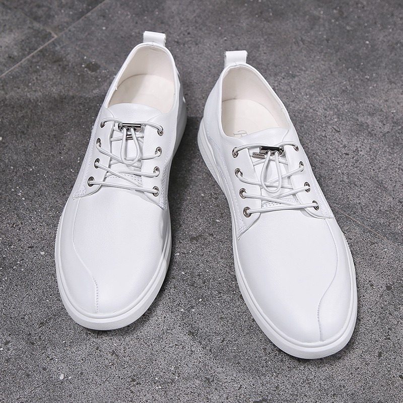 Men Sneakers Genuine Leather Men Casual Shoes Slip-on Breathable Soft Summer Flats Shoes Simple Style Fashion White Shoes