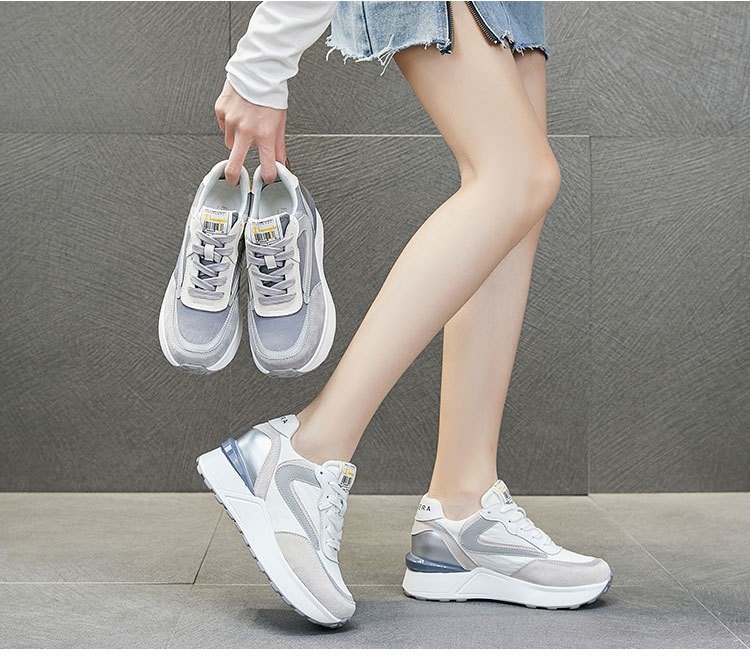 Fujin 6.5cm Genuine Leather Women Casual Shoes Chunky Sneakers Platform Wedge Women Running Shoes Sneakers Winter Spring Autumn