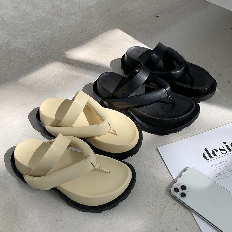 2021 new clip toe thick platform slippers women casual strap summer beach flip flops woman non-slip outdoor rome sandals