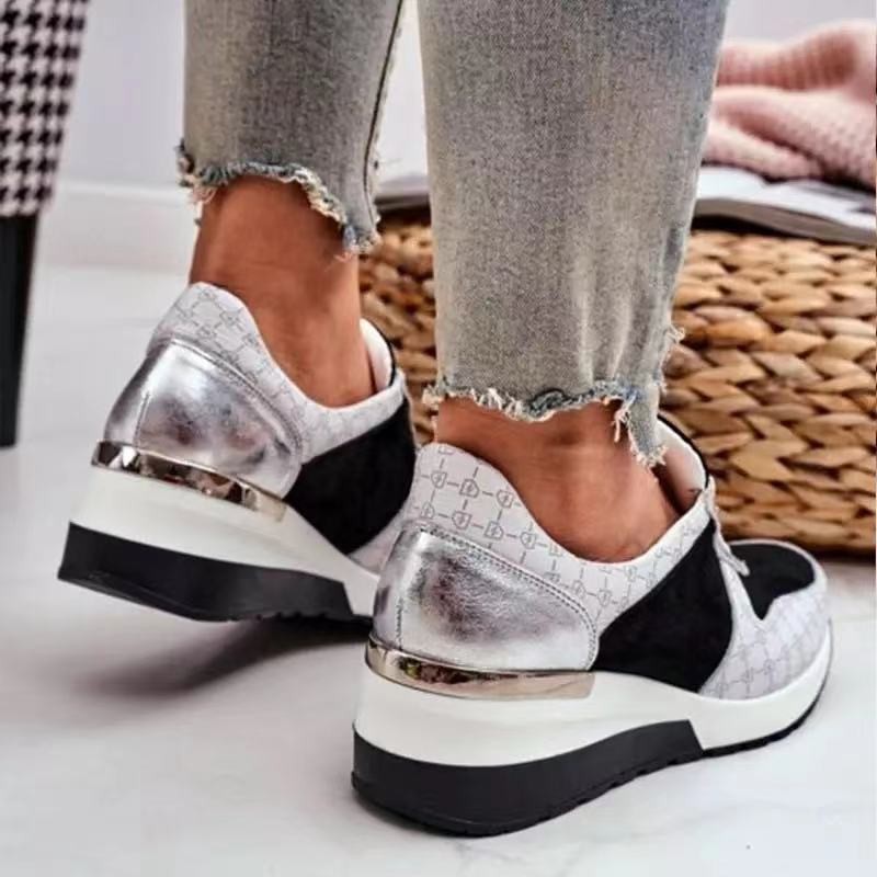 2022 ladies sneakers spring and autumn slope heel platform shoes casual shoes outdoor non-slip walking shoes women's shoes