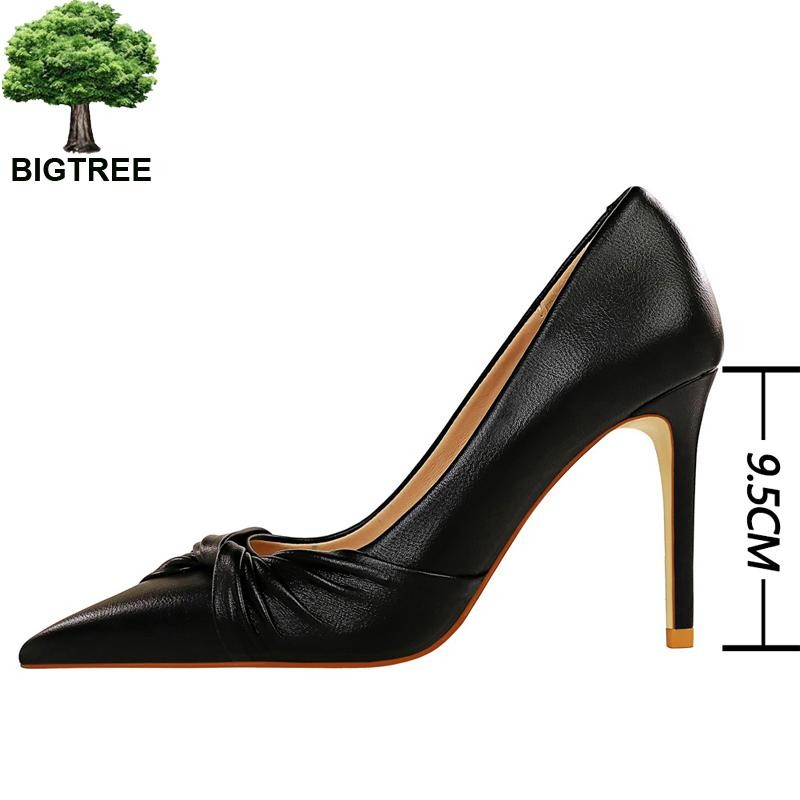 BIGTREE Spring Shoes Woman Pumps Pu Leather Shoes Women Heels Stiletto Fashion Office High Heel Shoes Ladies Shoes Plus Size 43