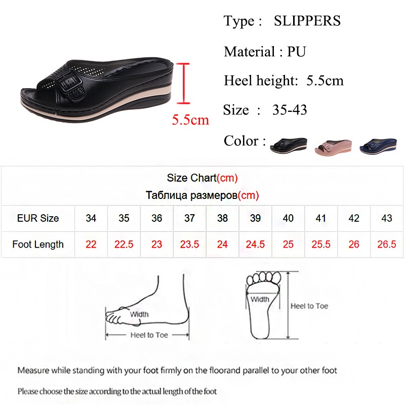 Lucifer New Women Plus Size 43 Wedge Shoes 2022 Summer Buckle Heel Feet Sandals Comfortable Non-slip Beach Wear