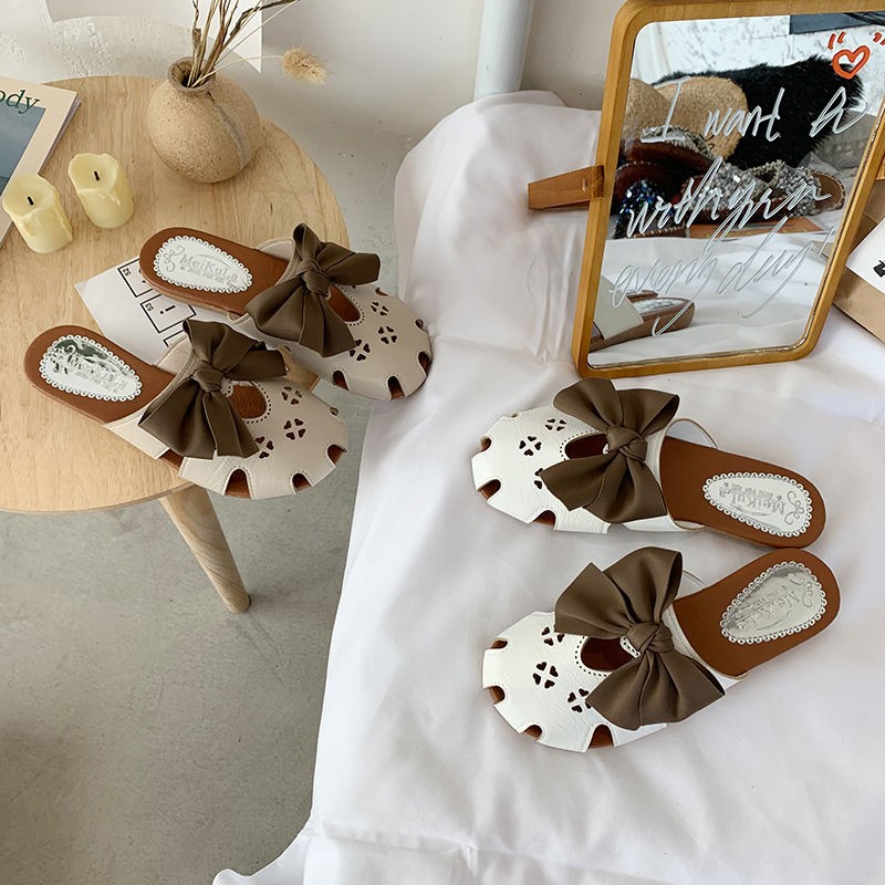 Slippers women's clothing outside 2021 summer new versatile Korean fashion beach shoes flat bottom sandals baotou semi sandals