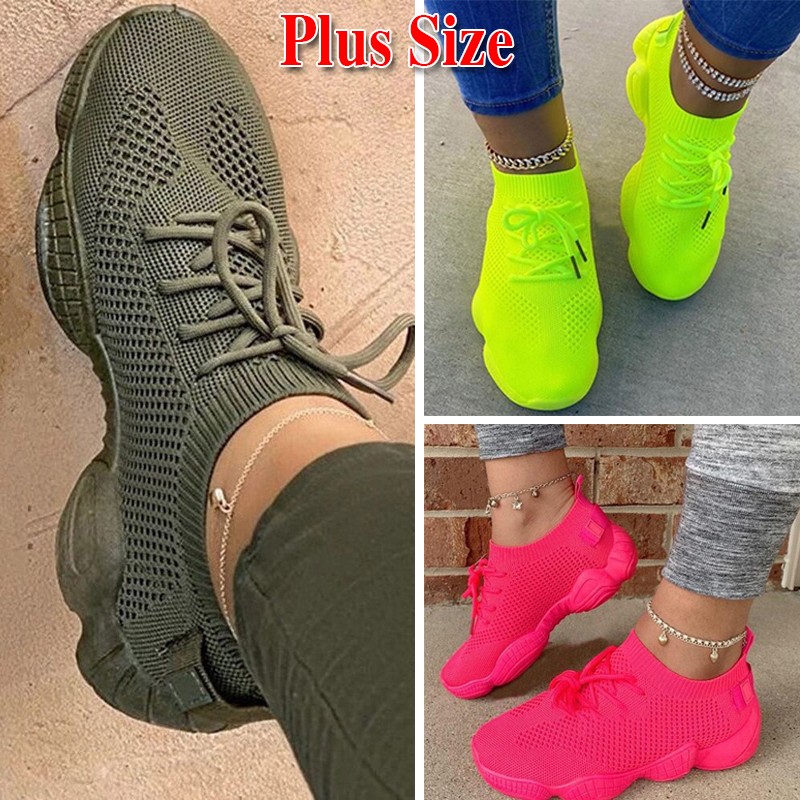 Fashion platform sneakers women running sneakers summer breathable mesh casual shoes women lace-up ladies vulcanized shoes