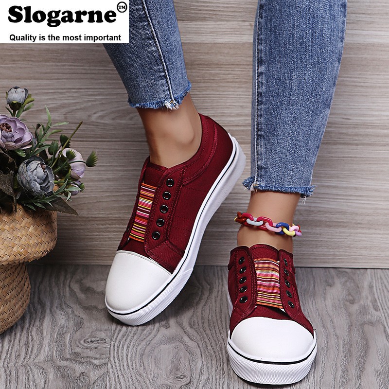 Trainers Canvas Flat Shoes Women Running Shoes Vulcanizing New Women Spring Autumn Sneakers Ladies Casual Sneakers Big Size 43