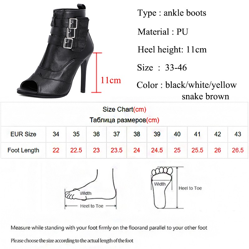 Lucifer Fashion Buckle High Heels Ankle Boots Women Summer Zipper Peep Toe Sandals Shoes Woman PU Leather Stiletto Heels Ladies