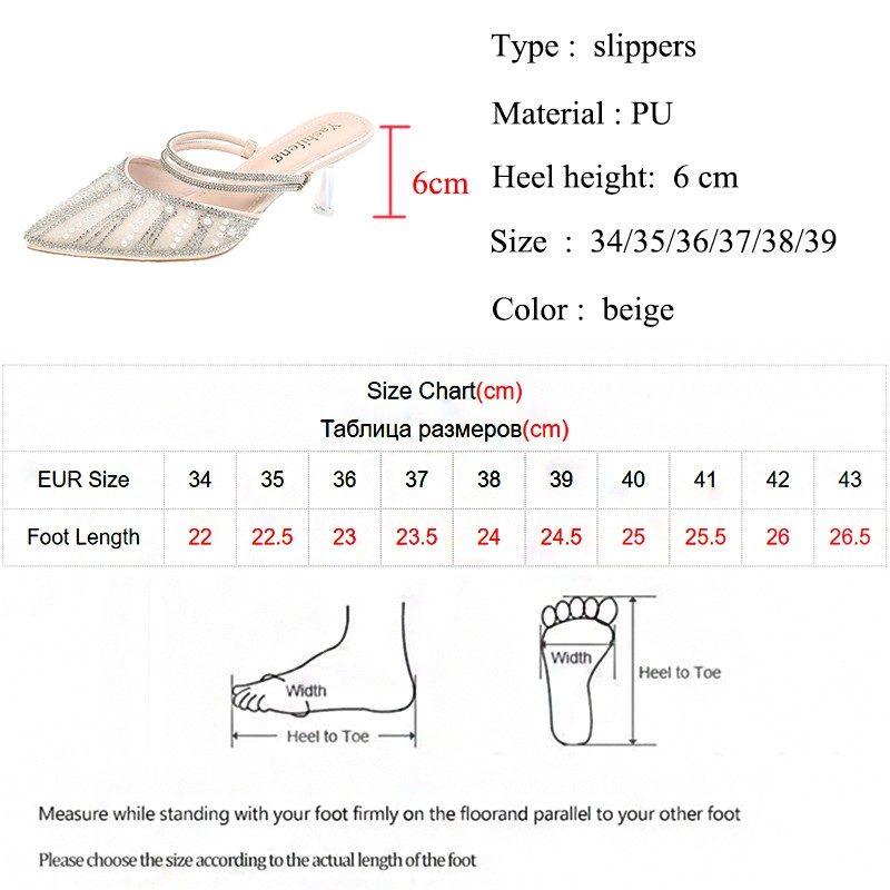 Lucifer Bling Crystal Pointed Toe Slippers Women 2022 Pearl Stiletto High Heel Sandals Woman Shallow Mouth Mules Shoes Female