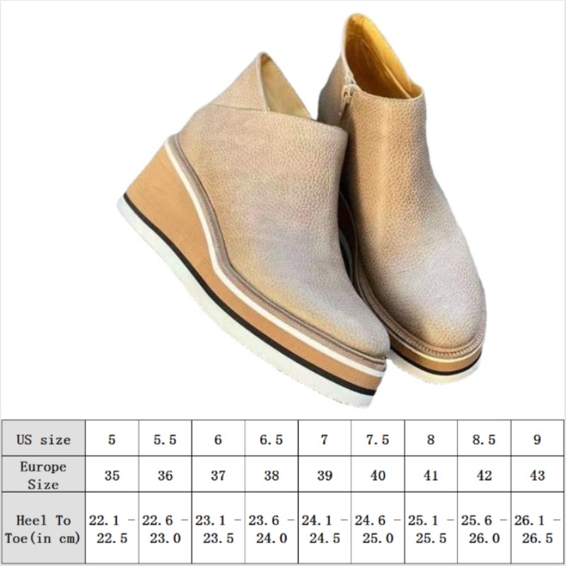 New Winter Wedges Women's Boots Ladies Round Toe 4cm Heel Zipper Comfortable Short Boots Ankle Boots Botas De Mujer Size 35-43