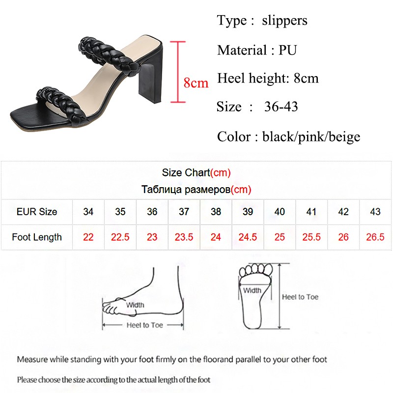 Lucifer Women High Heels Knit Sandals 2022 Summer Square Heel Thicken Heels Outdoor Beach Sandals Plus Size 43