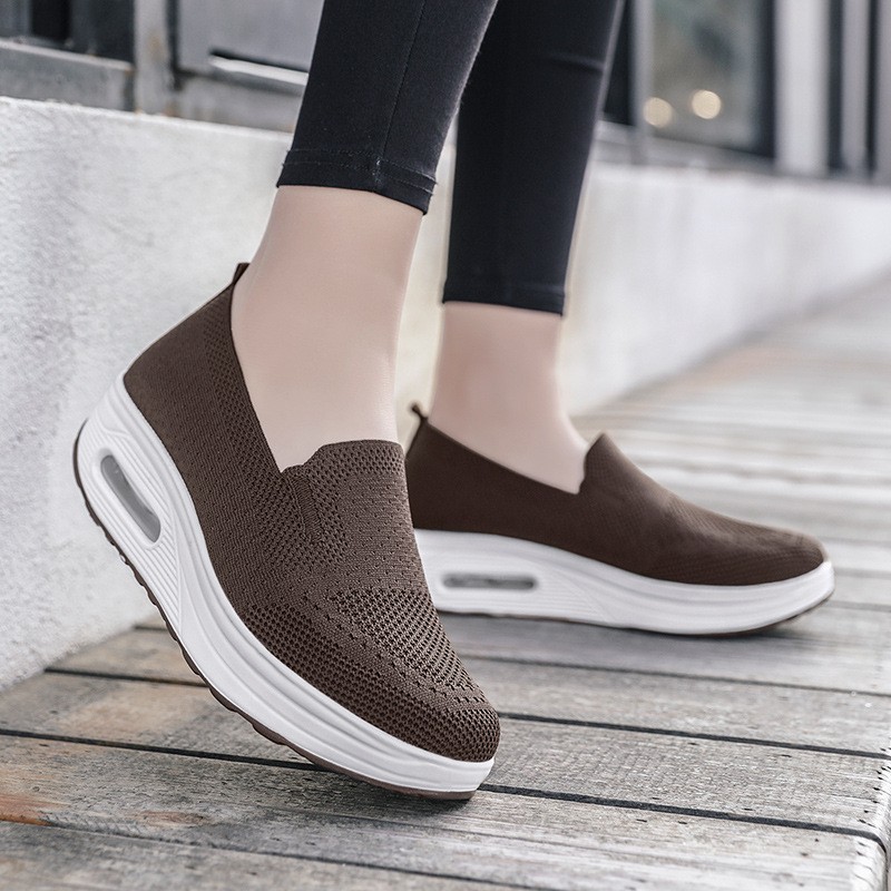 Ladies Air Cushion Shoes Lazy Comfortable Shock Absorbing Sneaker Soft Sole Breathable Casual Outdoor Shoes