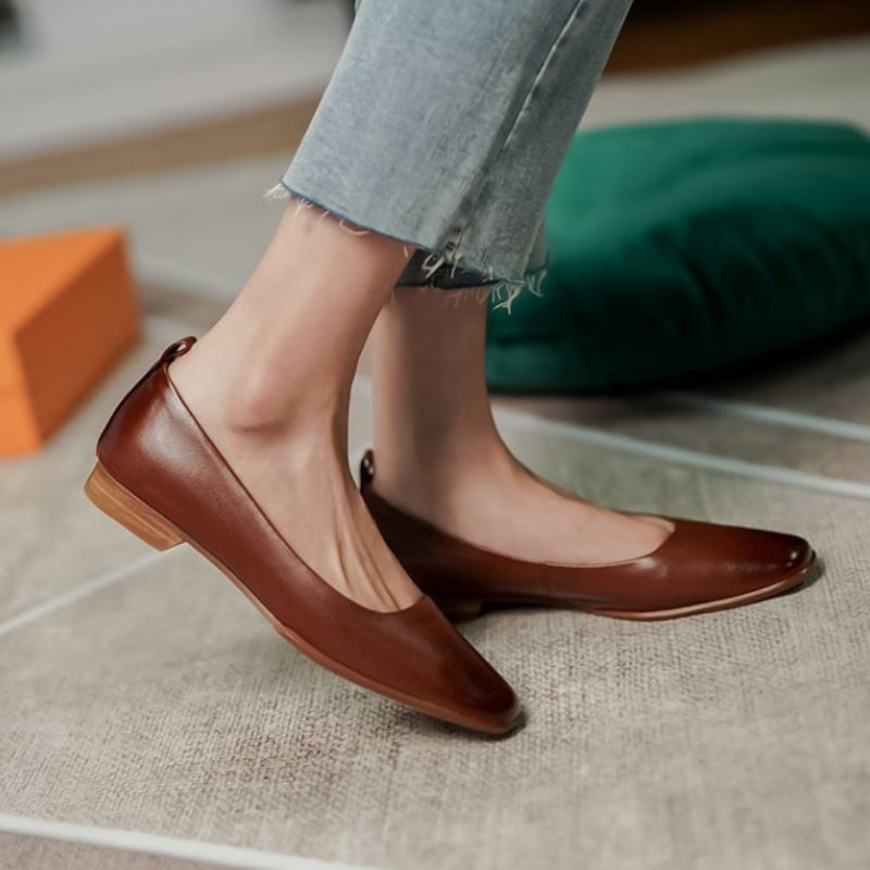 JONOVONO Size 33-40 Flat Heel Women Shoes Genuine Leather Square Toe Shoes Women Shoes Spring Autumn Female Shoes