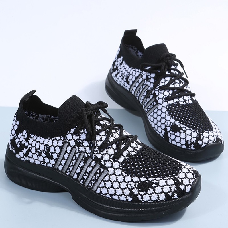 Lucyever Breathable Mesh Sneakers for Women Snake Pattern Lace Up Vulcanized Shoes Woman 2022 Comfty Non Slip Tenis Shoes 44