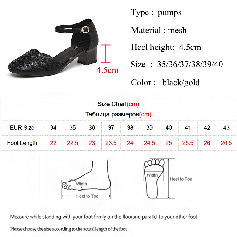 Lucifer Women's 2022 Crystal Studded Chunky Heels Ankle Strap Women High Heels Shoes Women Hollow Out Round Heel Shoes