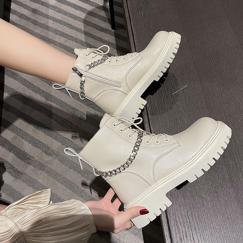 2022 New Woman Ankle Boots Flat Heel Shoes Women Lace Up Winter Autumn Daily Boots Short Boots Woman Shoes