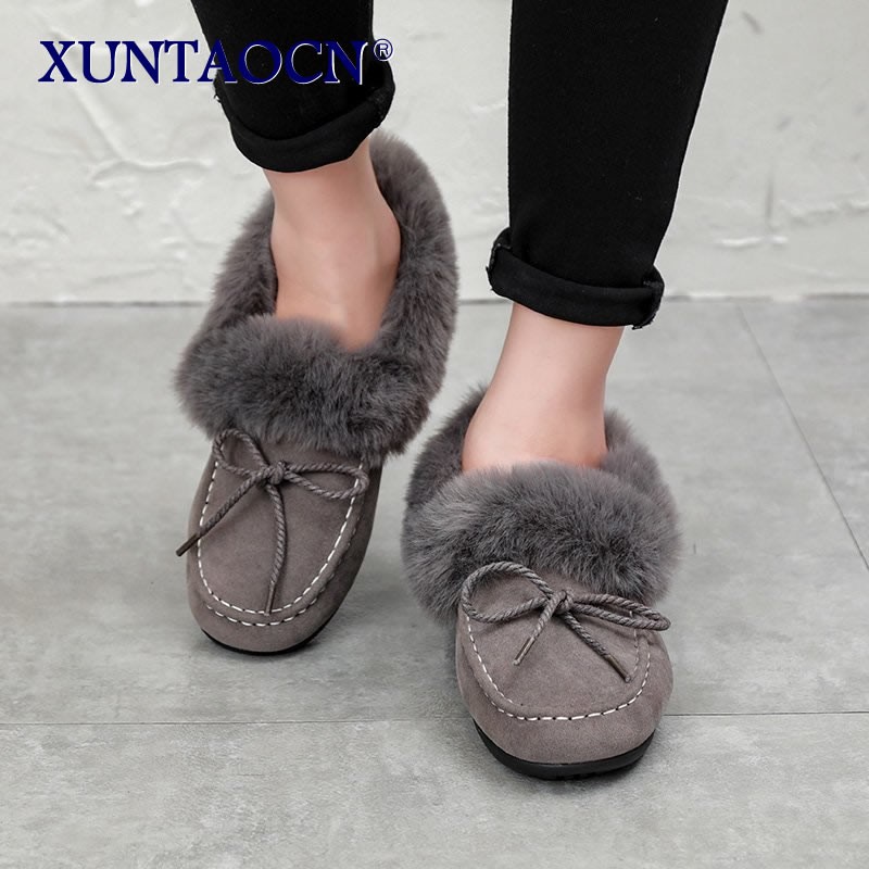 Winter Warm Brand Women Flat Sneakers Winter Plush Fur Female Loafers Faux Fur Female Casual Shoes Flats