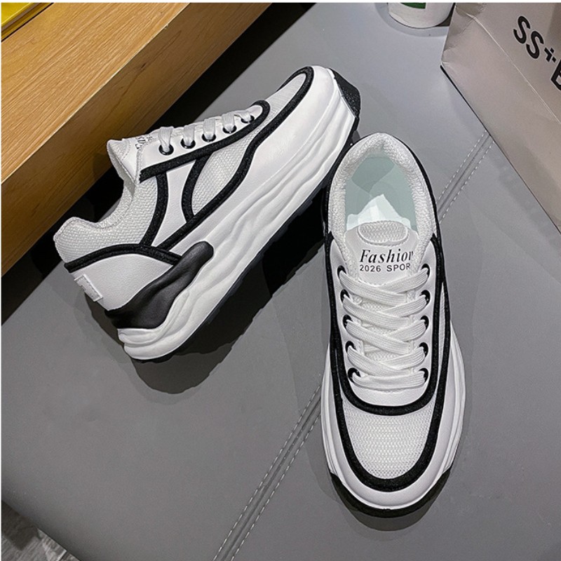 2022 spring summer new style increase 5cm old shoes women's breathable thick-soled sneakers women's mesh casual shoes