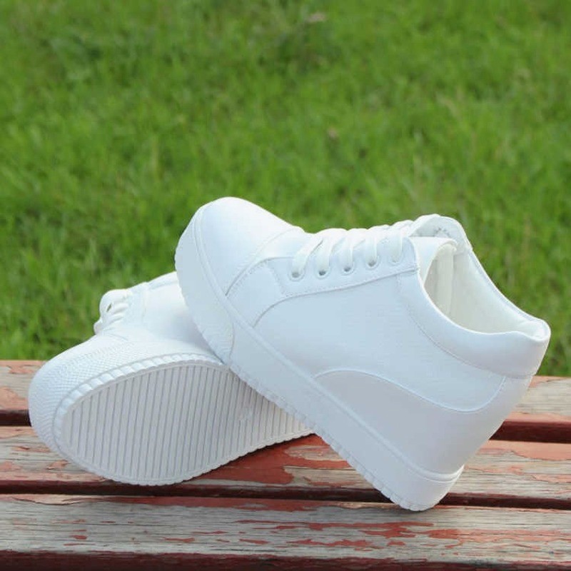 New white hidden wedge heels sneakers casual shoes woman high platform shoes women high heels wedges shoes for women