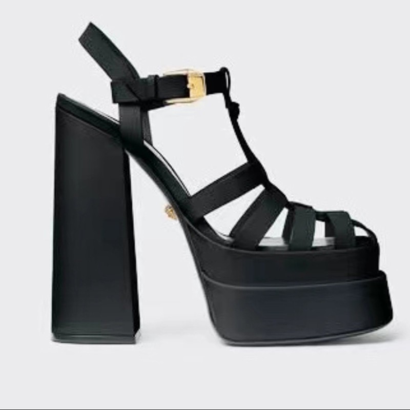 2022 high heel gladiator sandals women sexy block heel platform shoes pu summer buckle women sandals