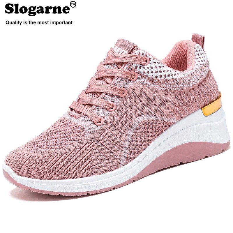 Women's Knitting Flats Lace Up Slip-On Breathable Comfortable Platform Sneakers Female Spring Sports Casual Shoes Running Loafers