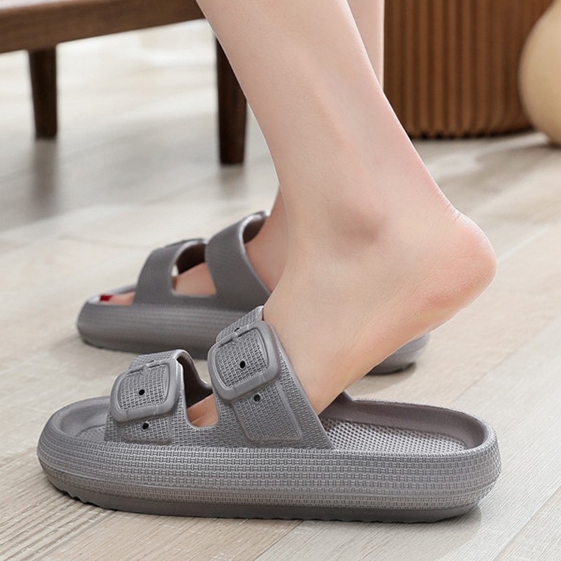 Lucifer Indoor Home Slippers Women Summer Shoes Simple EVA Soft Sole Flip Flops Woman Fashion Double Buckle Flat Sandals Mujer