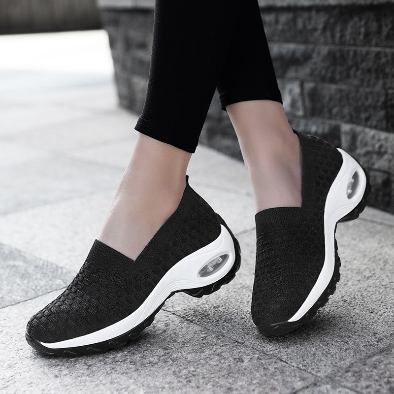 Ladies Breathable Lazy Shoes Comfortable Air Cushion Shock Absorbing Sneaker Outdoor Casual Shoes