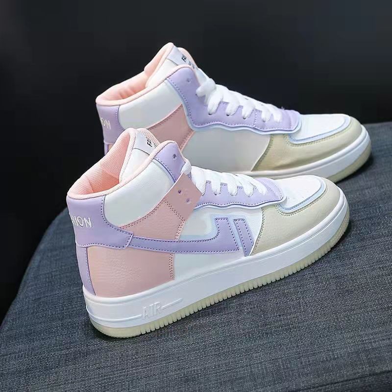 2022 Fashion Women Breathable Sneakers Ladies High Top Mixed Color Flats Vulcanized Shoes Female Chunky Casual Walking Shoes