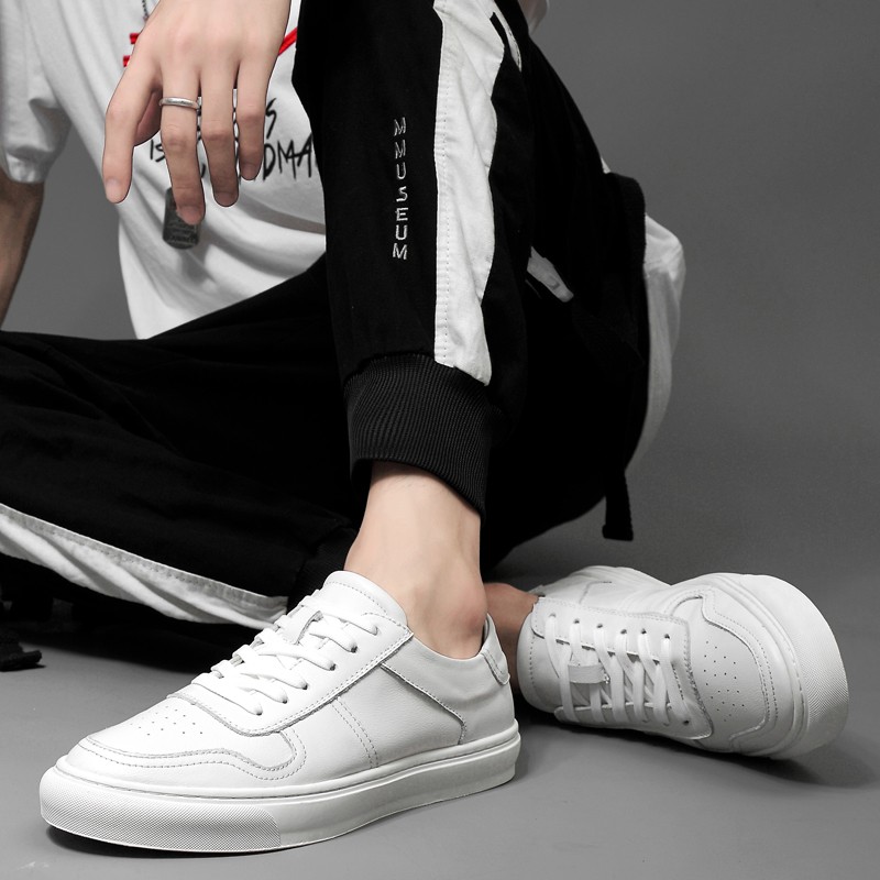 Spring new white shoes men's shoes tide wild men's Korean casual shoes genuine white formal shoes lace up student sneakers