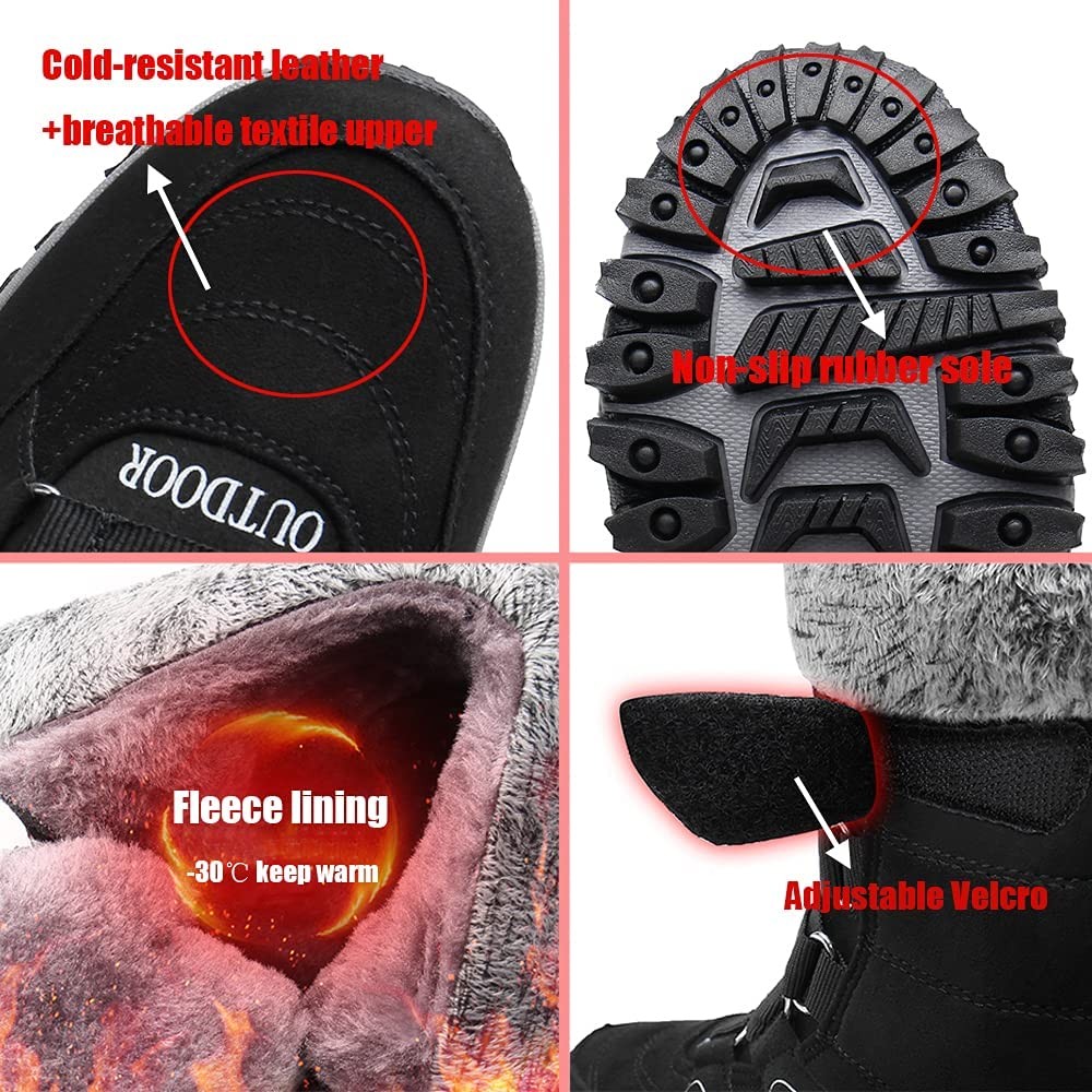 Women Winter Snow Boots Outdoor Shoes For Women Men Hiking Trekking Boots Couple Shoes Lightweight Anti-slip Warm Plush Boot