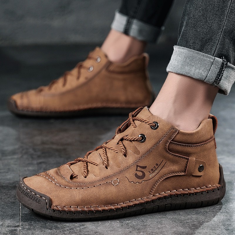 2021 New Men's Mid Top Fashion Comfortable Shoes Spring Autumn Lace-up Casual Male Shoes Handmade Classic Sale Classic Flats