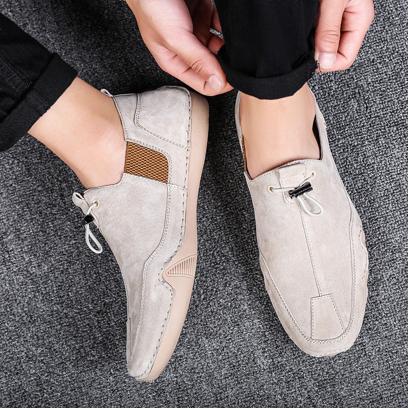 Hot summer new men's genuine leather loafers business shoes fashion casual soft non-slip driving shoes breathable non-slip shoes