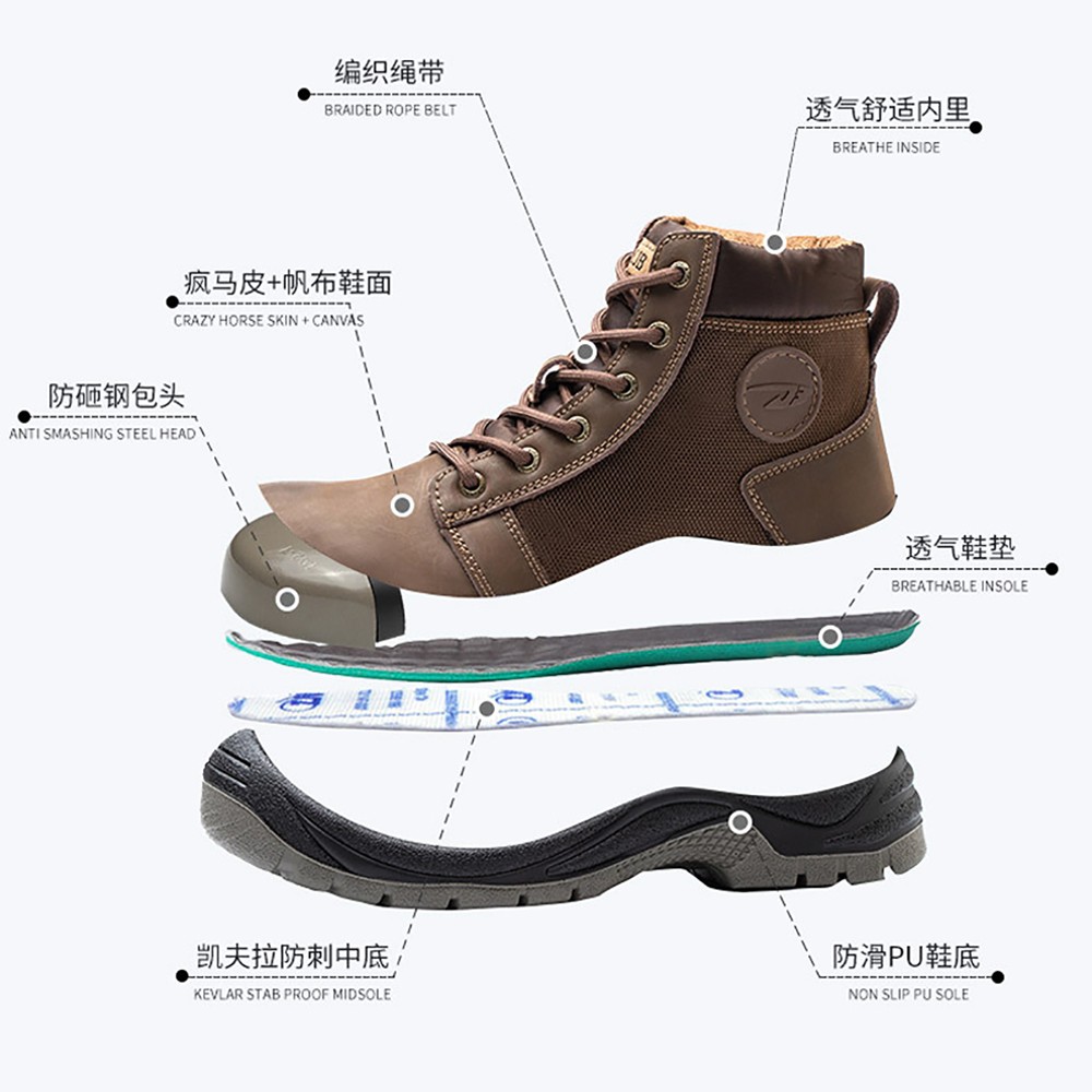 NOIPACE Men's Work Shoes Ankle Boots Indestructible Anti-Perforation Shoes Safety Shoes Sneakers Steel Toe Army Shoes