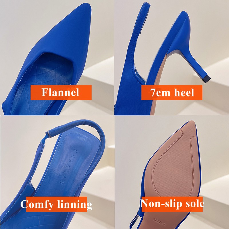 Lucifer Fashion Women Pointed Toe 2022 Flannel Shoes Spring Women High Heels Shoes Woman Toe Cuff Slip-on Women Sandals