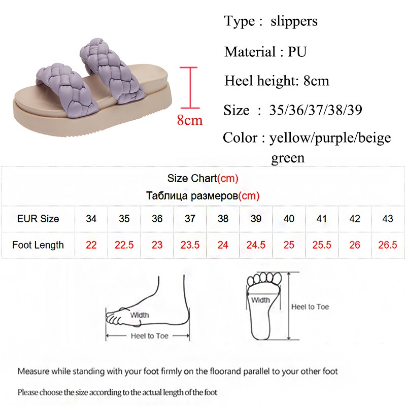 Lucifer Waven Thick Platform Slippers for Women 2022 Summer Open Toe Flat Casual Shoes Woman Non-slip Beach Flip Flops Female