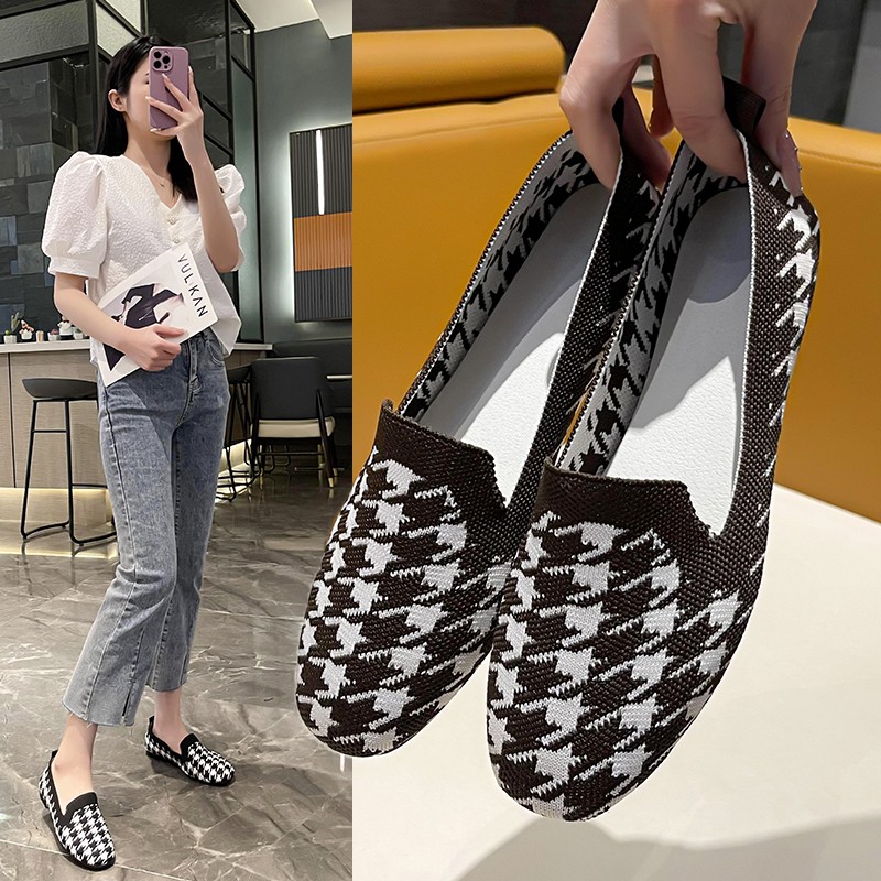 Women Flat Shoes 2022 Spring New Ladies Loafers Flying Woven Pumps Women Single Shoes Casual Lazy Peas Shoes Zapatos de mujer