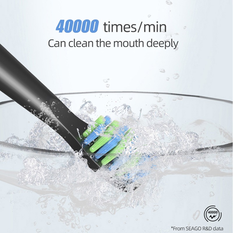 Seago Electric Toothbrush Rechargeable Sonic Vibrate 4 Clean Modes Brushes Waterproof Soft Bristle Portable Adult Timer Brush