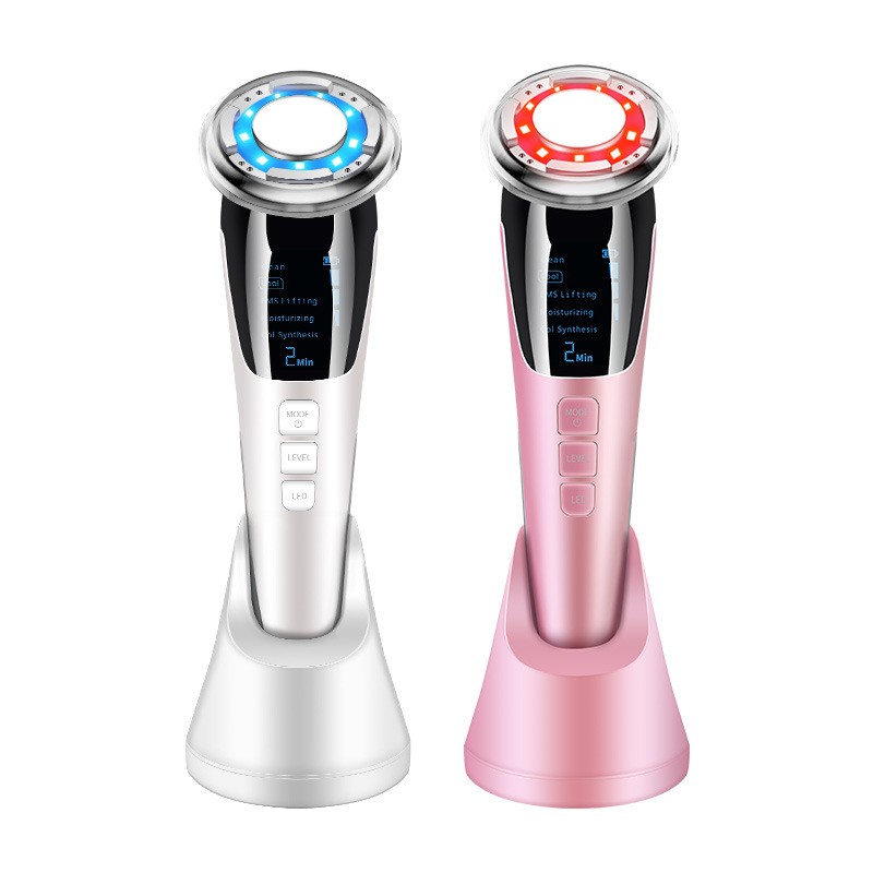 EMS Facial Massager LED Light Therapy Sonic Vibration Wrinkle Removal Skin Tightening Hot Cool Therapy Skin Care Beauty Device